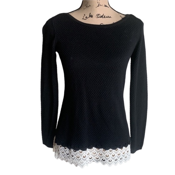 Charter Club La Vie L’ Amour Lace Hem Sweater Sz XS NWT - Picture 2 of 11
